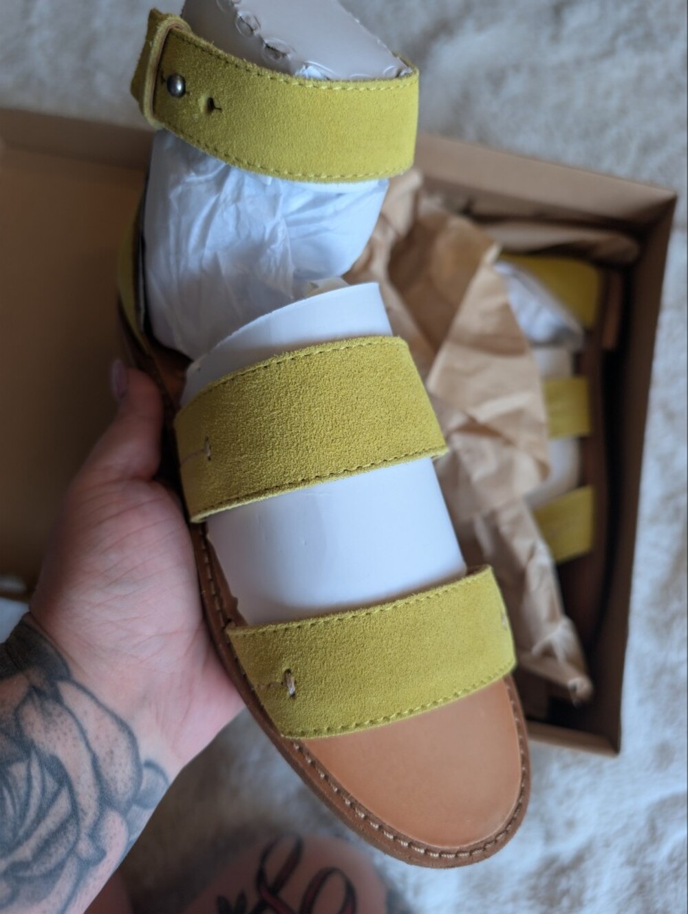 Frye Women's Evie Two-Strap Suede Slide Sandals in Pale Yellow Size 7